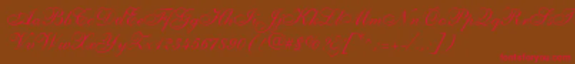 フォントShelleyLtAllegroScript – 赤い文字が茶色の背景にあります。