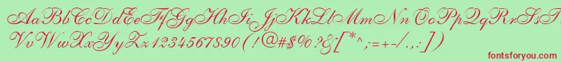 ShelleyLtAllegroScript Font – Red Fonts on Green Background