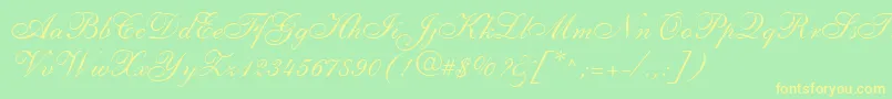 Więcej informacji o czcionce ShelleyLtAllegroScript Czcionka ShelleyLtAllegroScript – żółte czcionki na zielonym tle