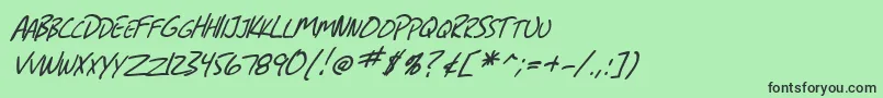 フォントSfGrungeSansScItalic – 緑の背景に黒い文字