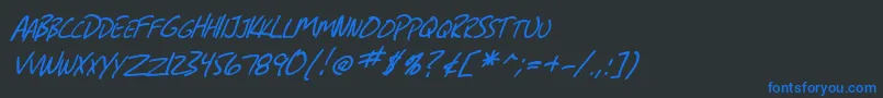 フォントSfGrungeSansScItalic – 黒い背景に青い文字