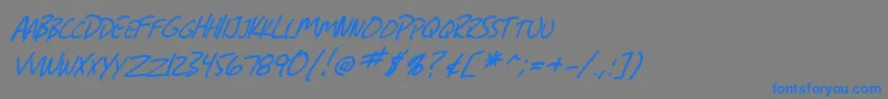 フォントSfGrungeSansScItalic – 灰色の背景に青い文字