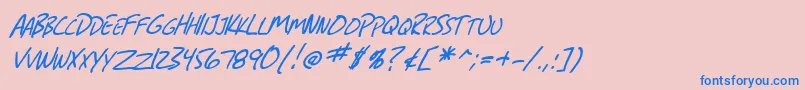 SfGrungeSansScItalic-Schriftart – Blaue Schriften auf rosa Hintergrund