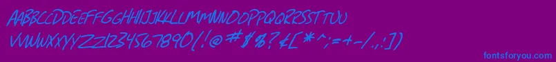 Шрифт SfGrungeSansScItalic – синие шрифты на фиолетовом фоне