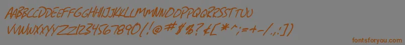SfGrungeSansScItalic-fontti – ruskeat fontit harmaalla taustalla