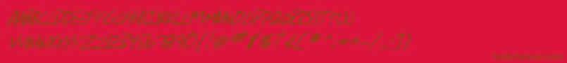 SfGrungeSansScItalic-fontti – ruskeat fontit punaisella taustalla