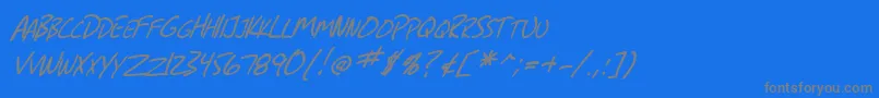 フォントSfGrungeSansScItalic – 青い背景に灰色の文字