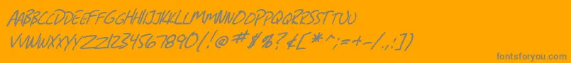 SfGrungeSansScItalic-Schriftart – Graue Schriften auf orangefarbenem Hintergrund