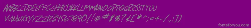 フォントSfGrungeSansScItalic – 紫の背景に灰色の文字
