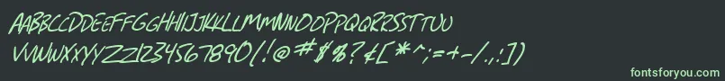 フォントSfGrungeSansScItalic – 黒い背景に緑の文字