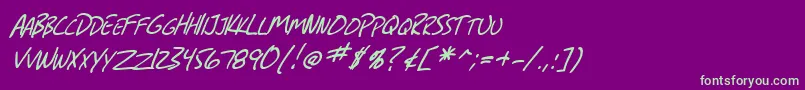 SfGrungeSansScItalic-fontti – vihreät fontit violetilla taustalla