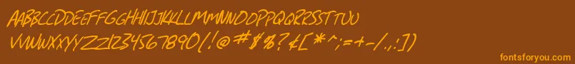 Шрифт SfGrungeSansScItalic – оранжевые шрифты на коричневом фоне