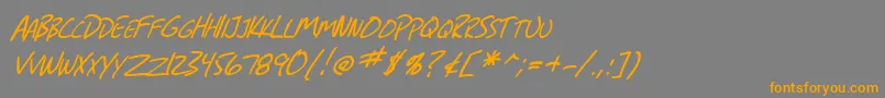 フォントSfGrungeSansScItalic – オレンジの文字は灰色の背景にあります。