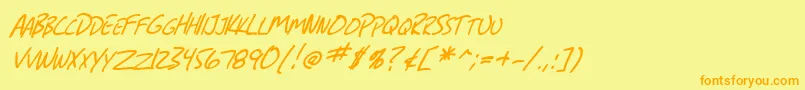 Fonte SfGrungeSansScItalic – fontes laranjas em um fundo amarelo