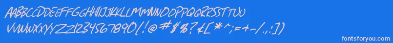 フォントSfGrungeSansScItalic – ピンクの文字、青い背景