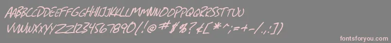 SfGrungeSansScItalic-fontti – vaaleanpunaiset fontit harmaalla taustalla