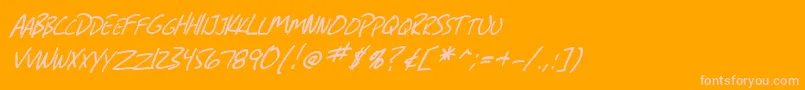 SfGrungeSansScItalic-fontti – vaaleanpunaiset fontit oranssilla taustalla