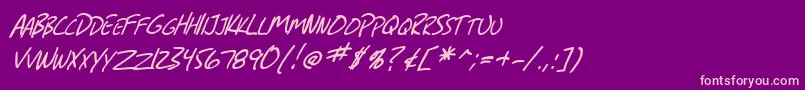 フォントSfGrungeSansScItalic – 紫の背景にピンクのフォント