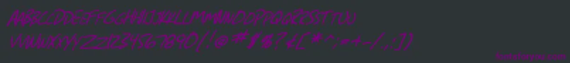 Czcionka SfGrungeSansScItalic – fioletowe czcionki na czarnym tle