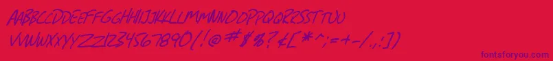 Шрифт SfGrungeSansScItalic – фиолетовые шрифты на красном фоне