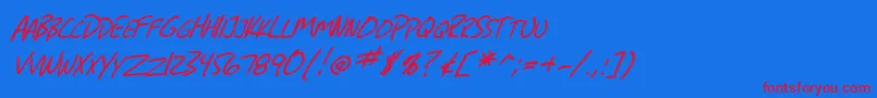 フォントSfGrungeSansScItalic – 赤い文字の青い背景