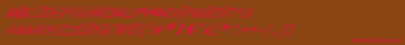 SfGrungeSansScItalic-fontti – punaiset fontit ruskealla taustalla