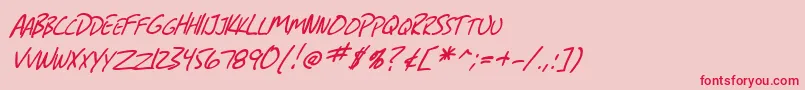SfGrungeSansScItalic-fontti – punaiset fontit vaaleanpunaisella taustalla