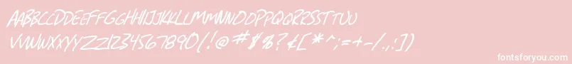 Шрифт SfGrungeSansScItalic – белые шрифты на розовом фоне
