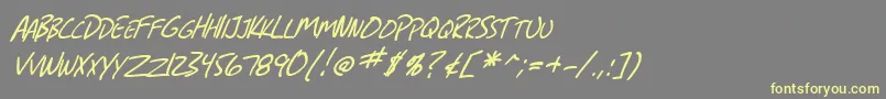 SfGrungeSansScItalic-Schriftart – Gelbe Schriften auf grauem Hintergrund