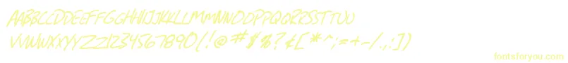 Шрифт SfGrungeSansScItalic – жёлтые шрифты на белом фоне