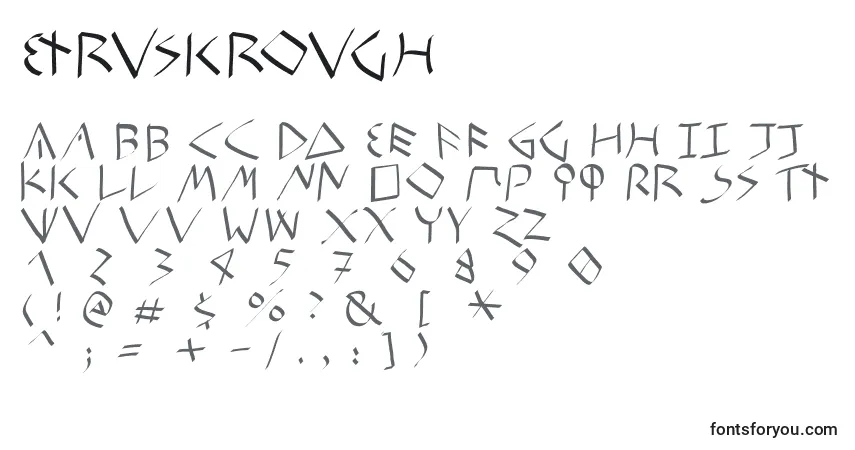 Шрифт Etruskrough – алфавит, цифры, специальные символы