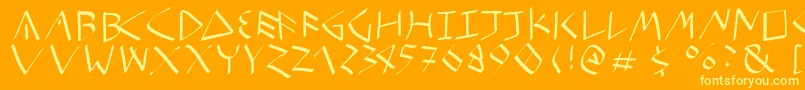 Etruskrough-Schriftart – Gelbe Schriften auf orangefarbenem Hintergrund