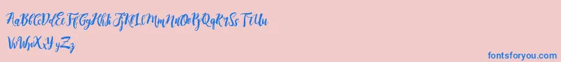 フォントDirtylineRisingBrushFree – ピンクの背景に青い文字