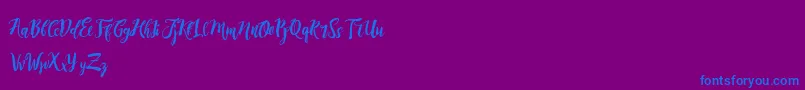フォントDirtylineRisingBrushFree – 紫色の背景に青い文字