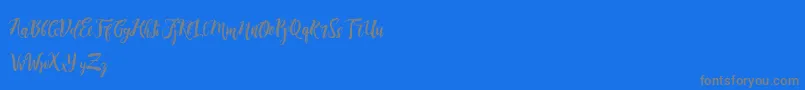 フォントDirtylineRisingBrushFree – 青い背景に灰色の文字