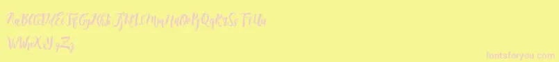 DirtylineRisingBrushFree-Schriftart – Rosa Schriften auf gelbem Hintergrund