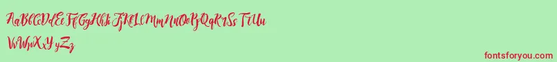DirtylineRisingBrushFree Font – Red Fonts on Green Background