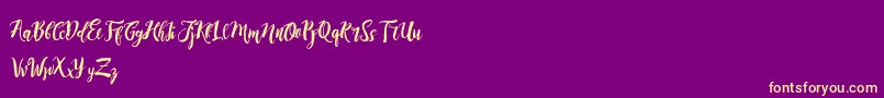 DirtylineRisingBrushFree-Schriftart – Gelbe Schriften auf violettem Hintergrund