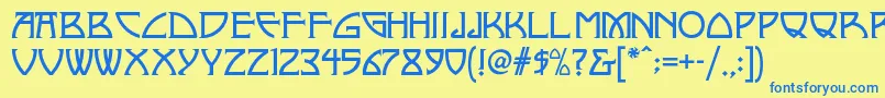 Nickleynf Font – Blue Fonts on Yellow Background