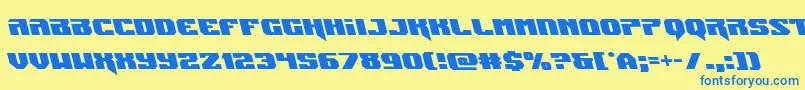 Jumpersleft-Schriftart – Blaue Schriften auf gelbem Hintergrund