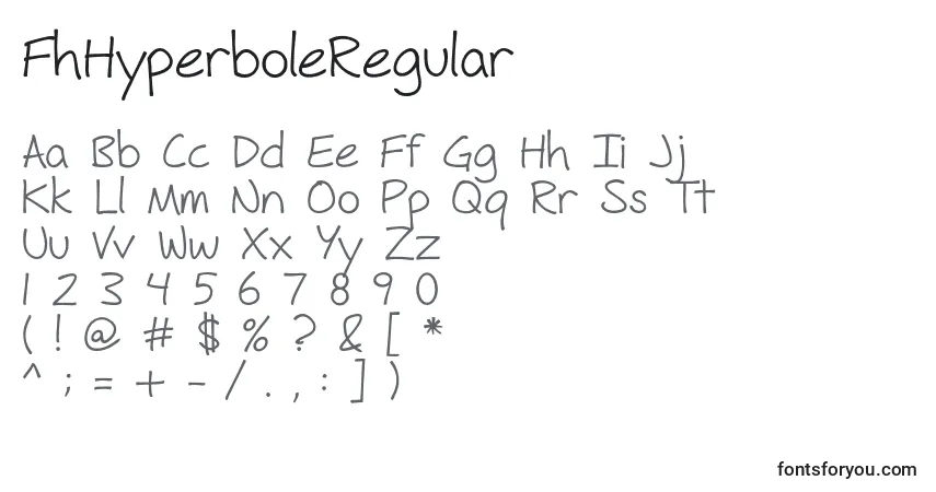 A fonte FhHyperboleRegular – alfabeto, números, caracteres especiais