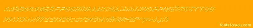 Vinotes-Schriftart – Gelbe Schriften auf orangefarbenem Hintergrund