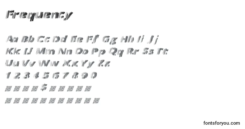 Czcionka Frequency – alfabet, cyfry, specjalne znaki