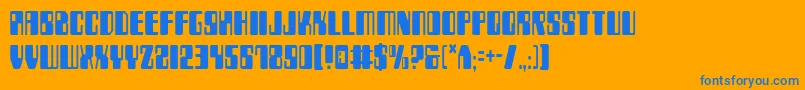 ZyborgsCondensed-Schriftart – Blaue Schriften auf orangefarbenem Hintergrund