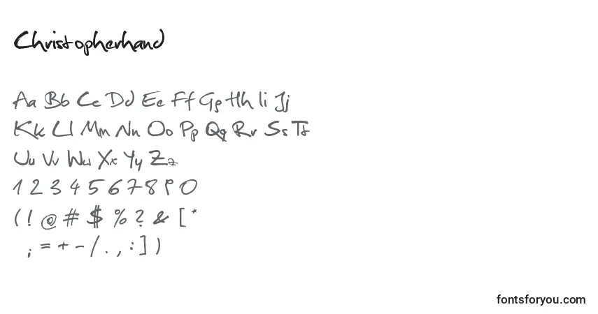 Czcionka Christopherhand – alfabet, cyfry, specjalne znaki