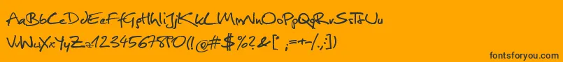 Christopherhand Font – Black Fonts on Orange Background