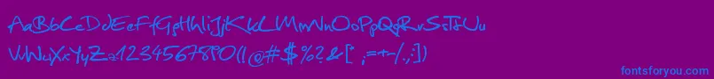 Christopherhand Font – Blue Fonts on Purple Background