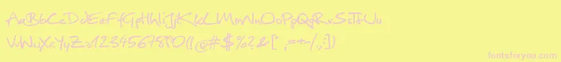 Christopherhand Font – Pink Fonts on Yellow Background