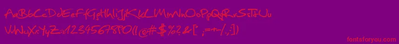 Christopherhand Font – Red Fonts on Purple Background