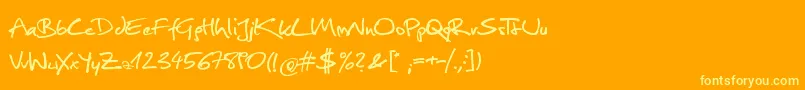 Christopherhand-Schriftart – Gelbe Schriften auf orangefarbenem Hintergrund